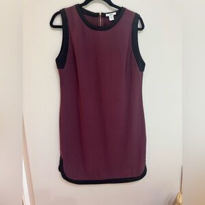 Bar III Burgundy Sleeveless Dress with Black Trim & Gold Zipper Detail Sz L